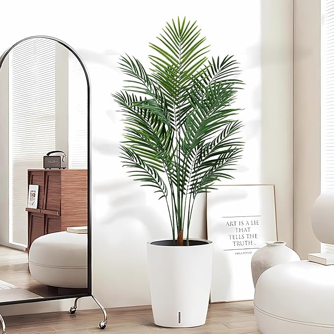 Artificial Palm Tree Outdorr 5ft, Large Fake Tropical Areca Palm Tree with 13 Trunks, Tall Faux Floor Plants for Indoor-Living Rooms, Offices, Bedroom Home Decor