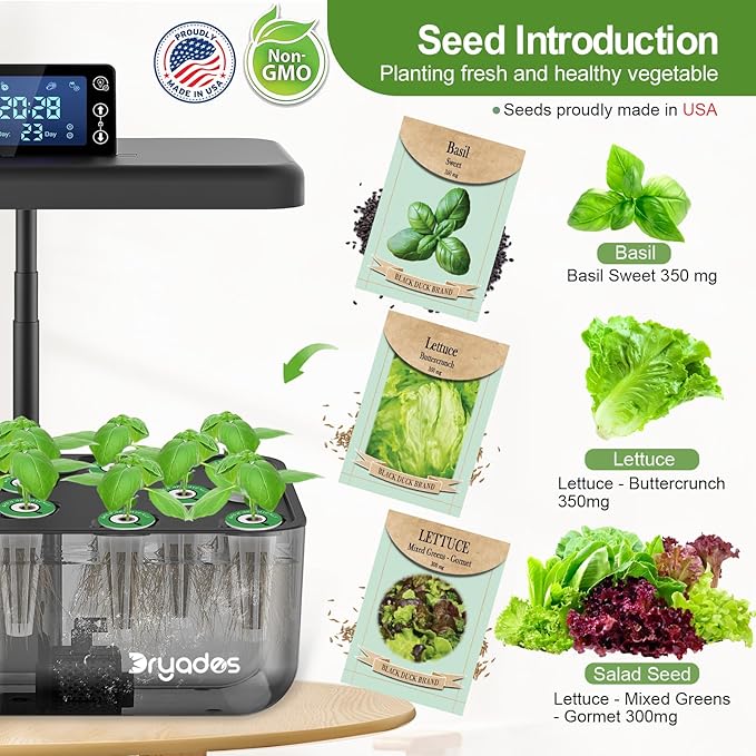 Hydroponics Growing System Kit with Seeds: 12 Pods Indoor Herb Garden Kit with LED Grow Light Plant Germination Kit Aeroponic Healthy Fresh Herbs Vegetables Hydroponic Planter for Home Kitchen Office