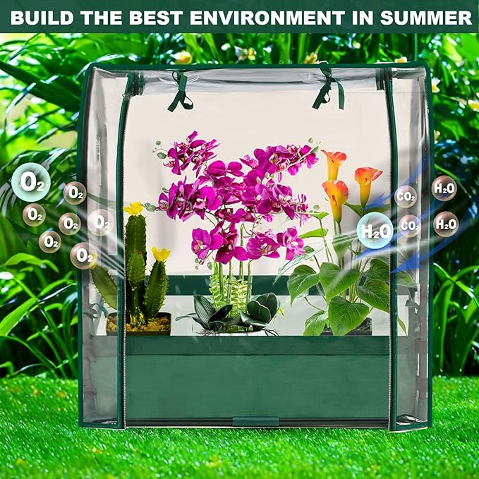 Purlyu Mini Tabletop Garden Greenhouse Nursery Plant Cover Tent Humidity Domes for Indoor and Outdoor Home Gardening Germination and Seedling Propagation - 28x20x28 Inches(PLGH7050PD)