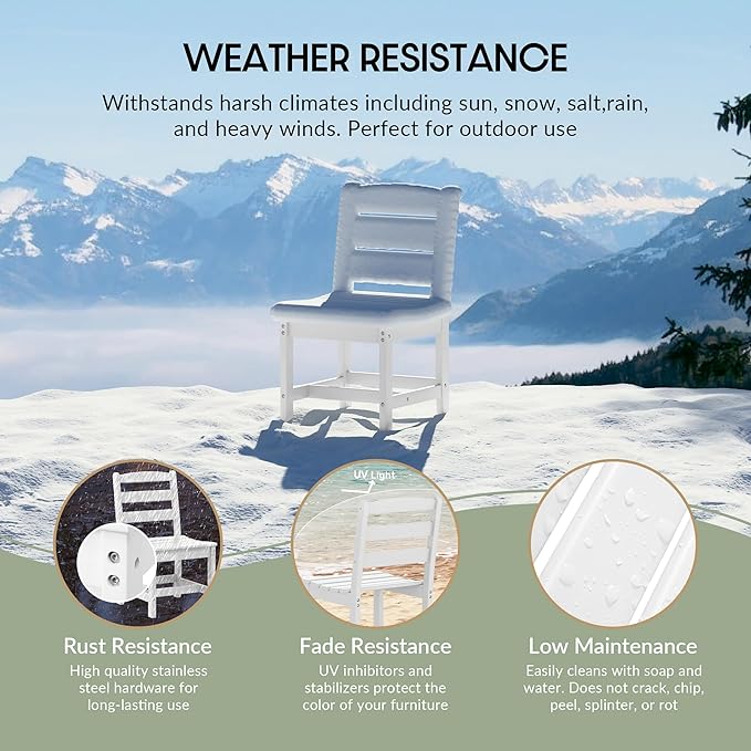 WestinTrends Ashore Outdoor HDPE Patio Classic Armless Dining Side Chair, White