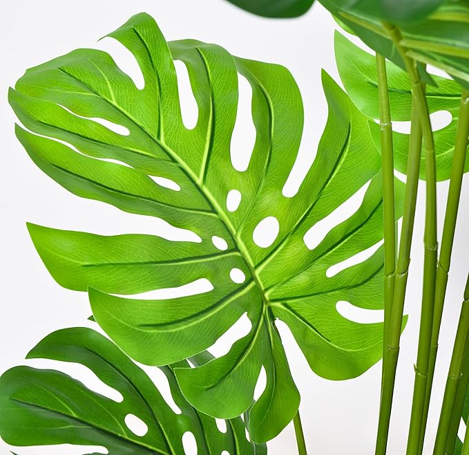 6FT Artificial Tree, Large Fake Monstera Deliciosa Plants with Real Touch Leaves,Faux Tropical Palm Trees for Home Room Decor Indoor Outdoor(1Pack)