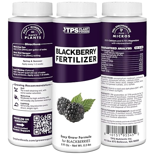 BlackBerry Fertilizer for BlackBerry Plants, Supports Healthy Growth and Plump Berries in BlackBerry Plants, Liquid Fertilizer by TPS Plant Foods, 32 oz (1 Quart)