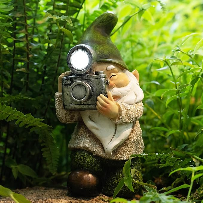 Garden Gnomes Decorations for Yard - Garden Gnome Solar Statue Funny Outdoor Decor for Yard,Patio,Lawn,Unique Housewarming Gifts