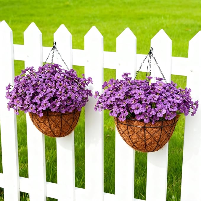 Stymedeca Artificial Flowers for Outdoor Faux Plants for Spring Summer Decoration, UV Resistant Realistic Silk Plastic Fake Flowers Garden Porch Patio Balcony Yard Front Home Decor, 24 Bundles