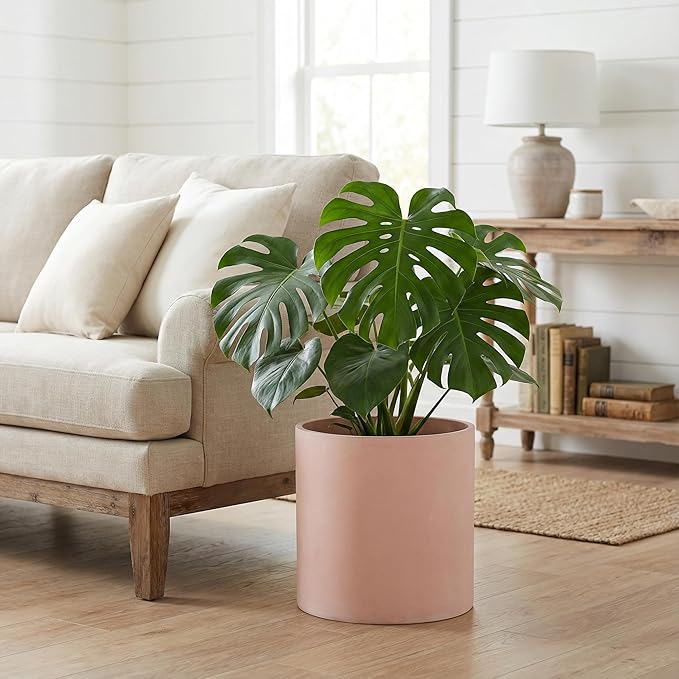 FaithLand Plant Pot 12 inch - Perfectly Fits Mid-Century Modern Plant Stand - Drainage Plug and Drainage Mesh Screen - Terracotta Color