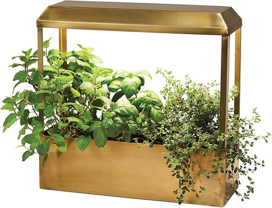Modern Sprout Smart Growhouse - LED Grow Light for Indoor Plants - Plant Grow Light for Indoor Gardening System - Countertop Planter for Herb Garden with Smart App Control - Brass