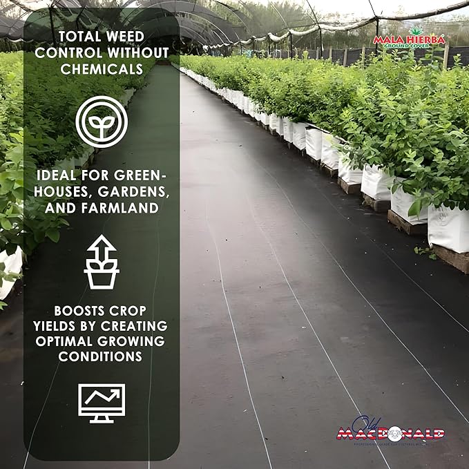 OldMacDonald - Premium Landscape Fabric - Heavy Duty 15ft x 300ft (4.57m x 91.44m) - Commercial Grade, Woven Landscaping Ground Cover for Gardening, Farming, Agriculture Folded