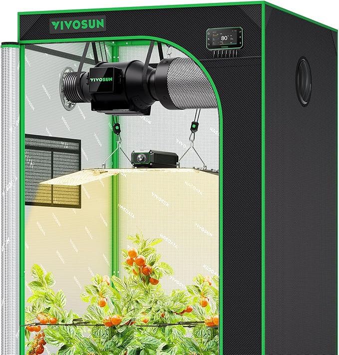 VIVOSUN GIY Smart Grow Tent System 3x3, WiFi-Integrated Grow Tent Kit, with Automate Ventilation and Circulation, Schedule Full Spectrum 200W LED Grow Light, and GrowHub E42A+Controller