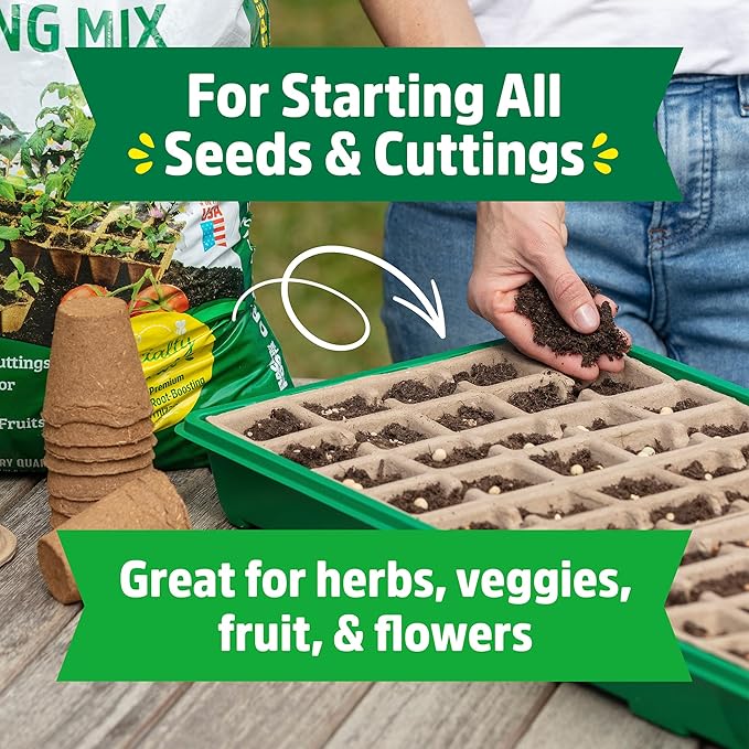 Back to The Roots 3-in-1 Seed Starting Mix 6 Quarts, 100% Organic & USA Made for Herbs, Veggies, Flowers, w/Nutrient Rich Plant Food, Worm-Castings, & Moisture Controlling Yucca Brown
