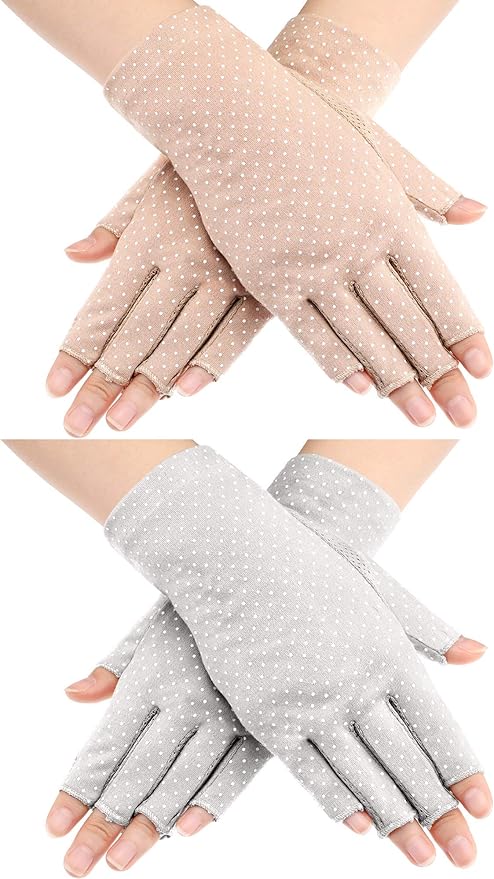Maxdot Sun Gloves for Women UV Protection Fingerless Non Slip Sunscreen Driving Gloves for Summer Outdoor