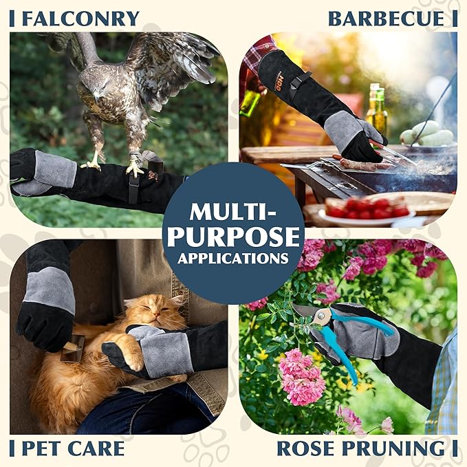 HANDLANDY 24 Inches Animal Handling Gloves Bite-Proof, Scratch-Resistant, Durable Pet Gloves for Dogs, Cats, Falconry
