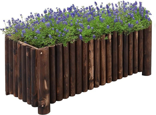 Outsunny 39" x 16" x 16" Raised Garden Bed, Raised Planter Box, Wooden Planter Raised Bed with Drainage Gaps & Lightweight Build, Natural Wood