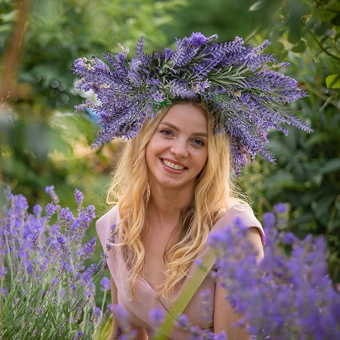 4 Pcs Lavender Candle Rings Wreaths Mini Purple Wreath Table Centerpieces 3 Inch Floral Wedding Ring Wreaths Pillar Lavender Candle Holder for Spring Summer Home Door Party Decoration