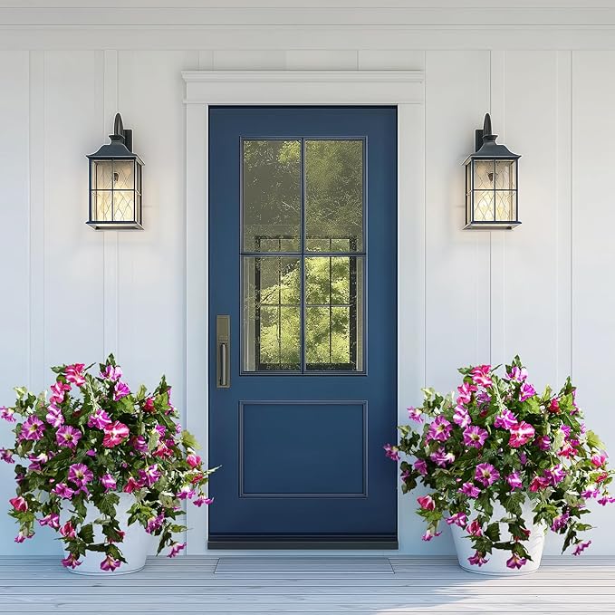 Artificial Morning Glory Flowers Plants for Outdoor 2Pcs Faux Silk Petunias Flower Realistic Faux Flowers Plants for Outside Planter Porch Yard Patio Balcony Home Indoor Decor (2 Pcs Fuchsia)