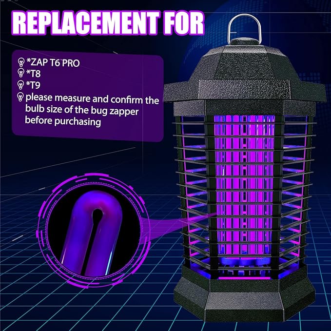 Zapper Light Bug Zapper Replacement Bulbs Insect Attracting Lamp FUL15W BL U Shaped Twin Tube Fluorescent UV Lamp 7.56 x 1.80 x 0.93 inch (Black,2 Pieces)
