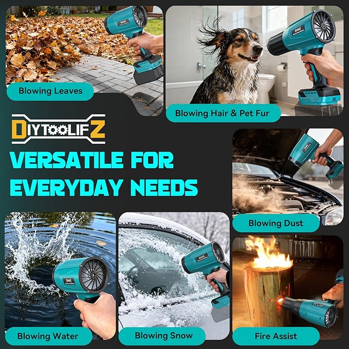800,000RPM Cordless Leaf Blower Compatible with Makita 18V (Tool Only), Brushless Motor, Adjustable Speed, Lightweight Portable Electric Blower for Car, Patio, Garden (Without Battery)
