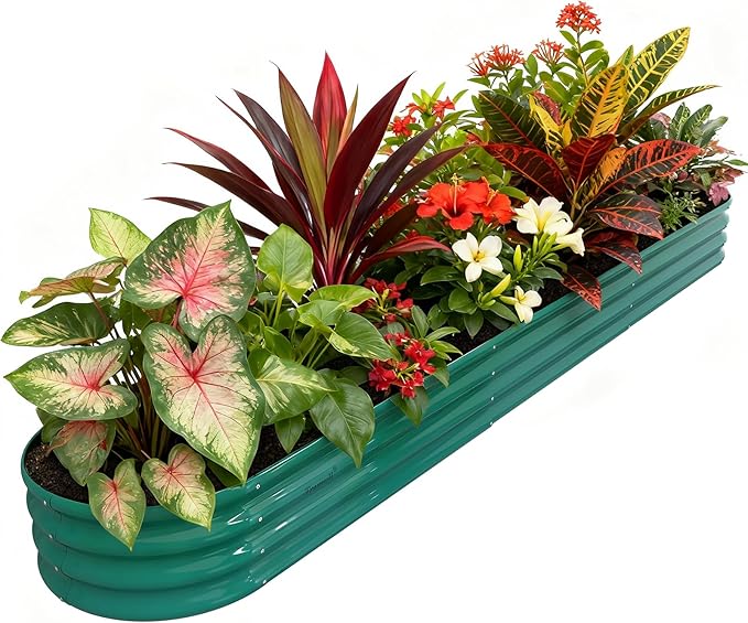 Galvanized Raised Garden Beds for Outdoor,12x2x1ft Metal Planter Box Kit for Vegetables, Flowers, Herbs, Large Elevated Gardening Bed with High Yield, Rust-Resistant Steel Panels, Easy Assembly