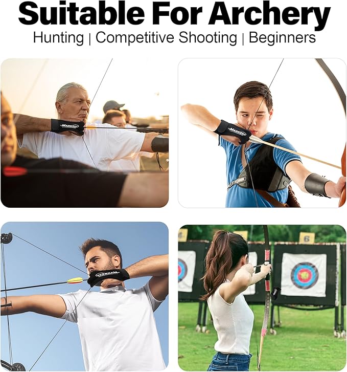 Archery Gloves 2 Pack Shooting Hunting Leather Guard 3-Finger Guard for Youth Adult Man Woman and Beginner Recurve Arrow Bow Archery Protective Gear Accessories