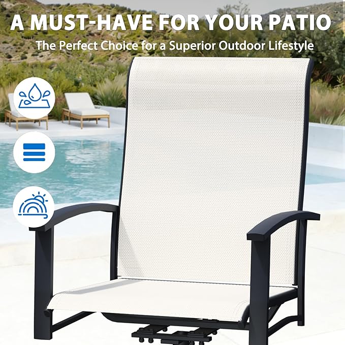Patio Swivel Chairs Set of 4, All-Weather Metal Outdoor Dining Set with Breathable Mesh Seat, Lightweight Swivel Bistro Chairs for Garden, Deck, Porch & Comfortable Relaxation, Light Beige