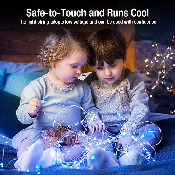 12 Pack Fairy Lights Battery Operated - 7ft 20 Led Twinkle Lights 3 Modes, Bulk Mini String Lights Waterproof for Mason Jars Vases DIY Party Wedding Decoration Christmas -Blue and White