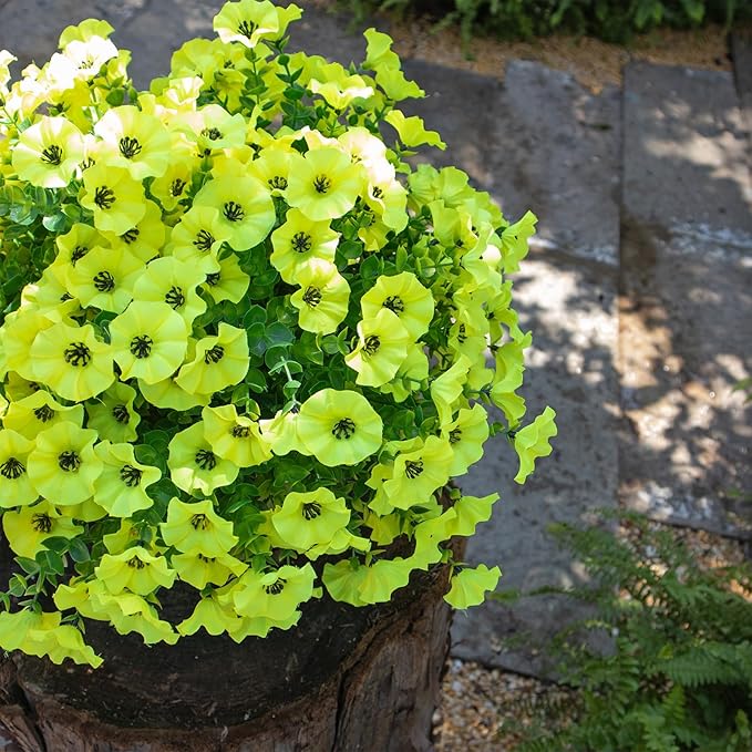 VDVST Artificial Flowers for Outdoors,UV Resistant Artificial Outdoor Flowers,Not-Fading Faux Flowers for Outdoor Planters Front Door Porch Yard Patio Garden Home Decor,12 Bundles (Yellow)