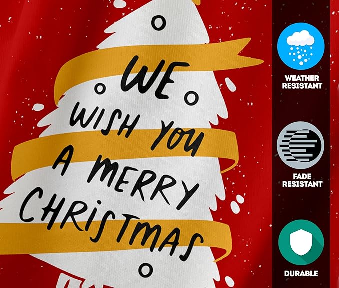 AGAS We Wish you a Merry Christmas Tree Garden Flag 12 x 18 Inch - Small Christmas Flags for Outside, New Year Decorations, Holiday Garden Flags for Outside - No Pole Included