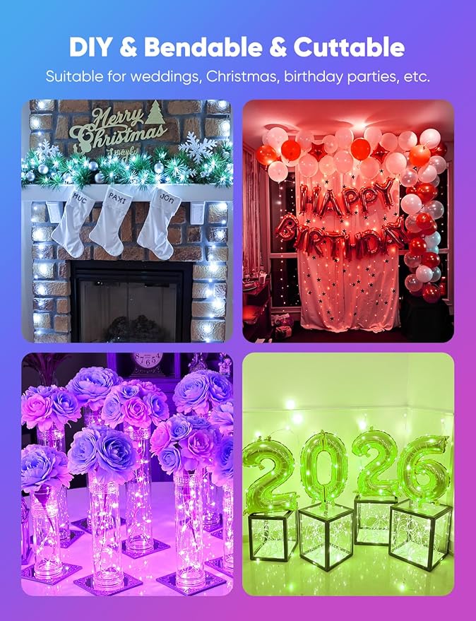 Minetom 12 Pack Fairy Lights Battery Operated String Lights 8 Modes, 7ft 20LED 6 Colors Waterproof Silver Wire Twinkle Lights, Firefly Starry Moon Lights for Mason Jars DIY Christmas Wedding Party