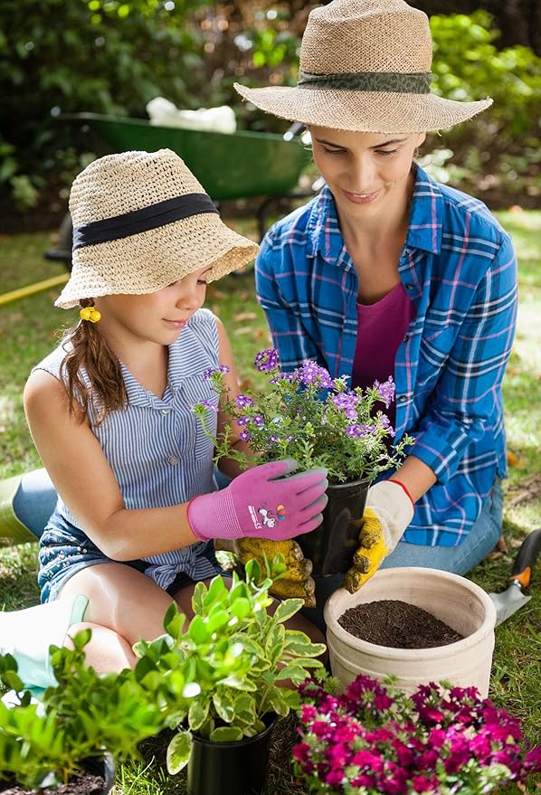 5 Pairs Kids Gardening Gloves Yard Work Gloves Children Soft Safety Rubber Coated Gloves for Toddlers Youth Girls Boys Children (6-8yr M)