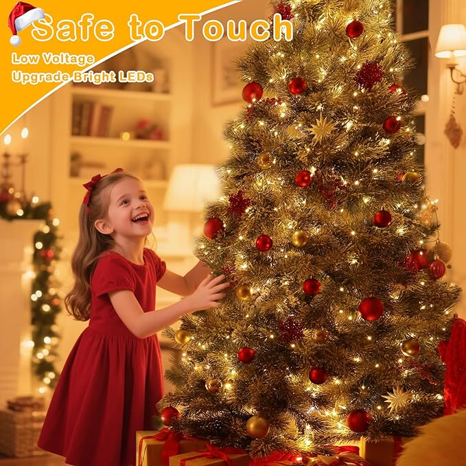 Decute 300LED 99FT Christmas Tree String Lights Green Wire Dimmable with Remote Control, UL Listed Plug in Fairy Starry Lights Decorative for Christmas Tree Party Wedding Indoor Outdoor Warm White