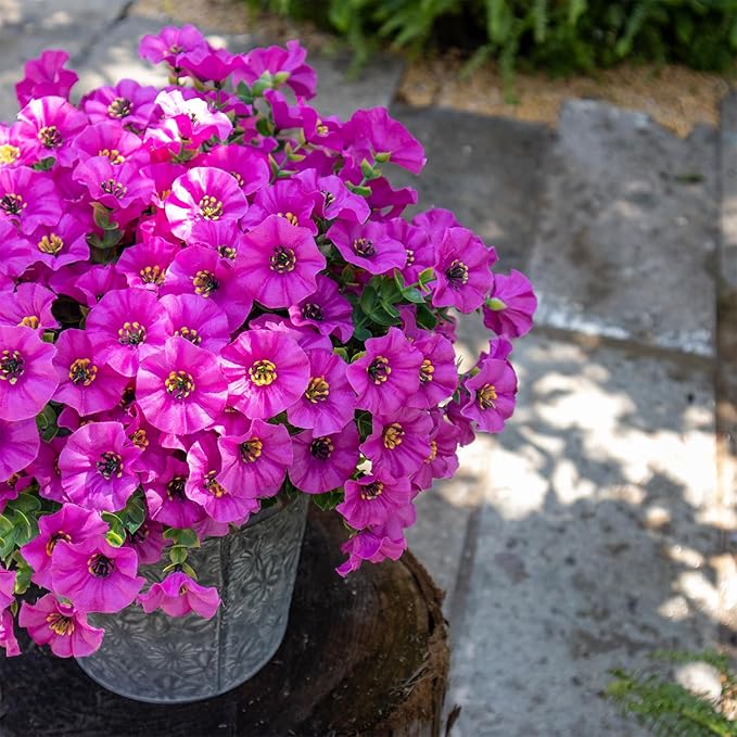 VDVST Artificial Flowers for Outdoors,UV Resistant Artificial Outdoor Flowers,Not-Fading Faux Flowers for Outdoor Planters for Front Door Porch Yard Patio Garden Home Decor,12 Bundles,Fuchsia