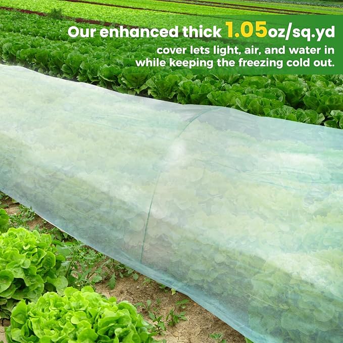 QZXALGS Plant Covers Freeze Protection, 10ft x 33ft Winter Frost Cloth Blankets for Outdoor Plants, 1.05oz/yd² Floating Row Cover Frost Protection for Gardens, Vegetables, Tree, Snow