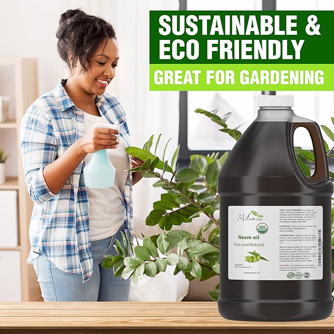 Premium Organic Neem Oil Virgin (1 Gallon), Cold Pressed, Unrefined 100% Pure Natural Grade A. Excellent Quality