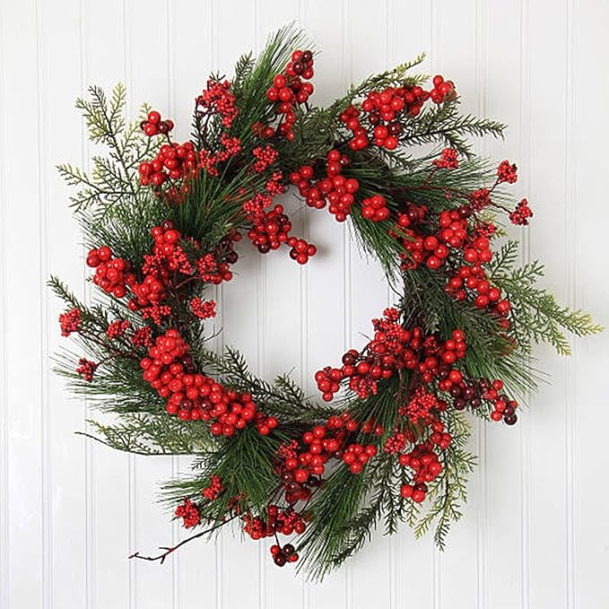 24 Pack Artificial Red Berry Stems Holly for Christmas Tree Decorations for Crafts, Holiday and Home Decor