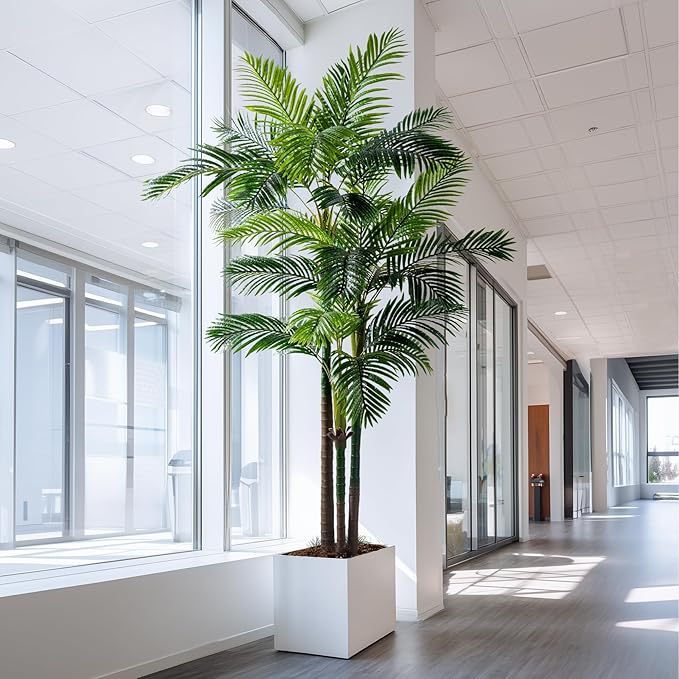 Erimda 8.2FT Artificial Phoenix Palm Tree Artificial Plants Indoor Outdoor Large Faux Coconut Silk Palm Tree Tropical Fake Tree Faux Sago Palm Plant for Modern Farmhouse Yard Outside Patio Poolside