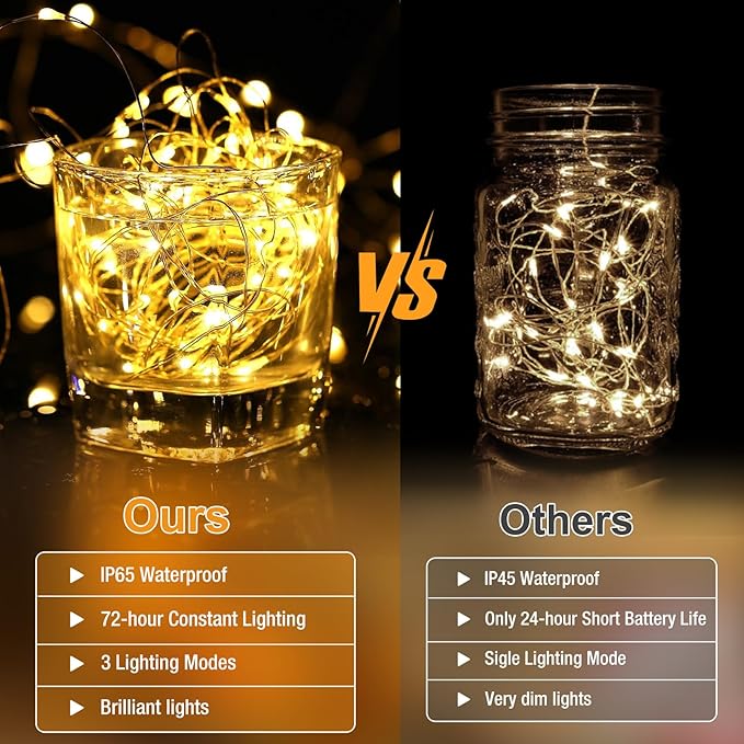 50 Pack Fairy Lights Battery Operated - 7ft 20 Led Small Twinkle Lights 3 Modes, Bulk Mini String Lights Waterproof for Mason Jars Vases Crafts Party Wedding Decoration Christmas -Warm White