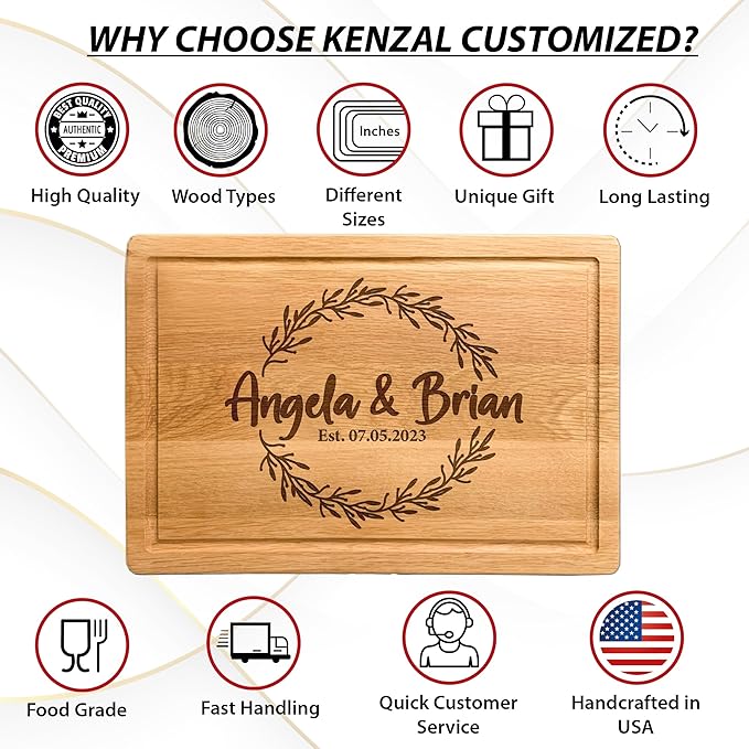 Wedding Registry Gift 2025, Personalized Cutting Board, Gift for Couples,Christmas, Wedding, Anniversary Custom Sign for New Home, Housewarming Gifts for Women, Couple Cutting Board