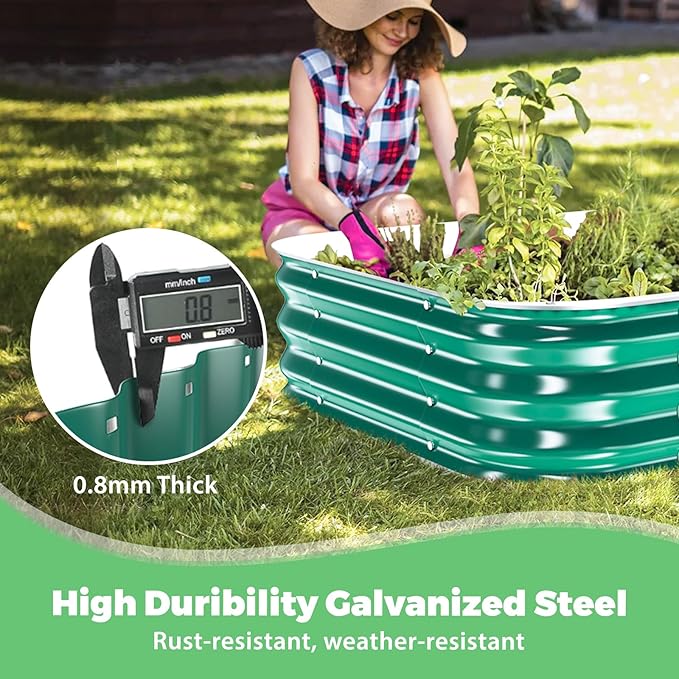 Galvanized Raised Garden Bed, 3x3x1ft Garden Planter Bed Outdoor, Heavy Duty Rustproof Steel Raised Bed Kit for Gardening Vegetables Fruits Flowers Grow Green