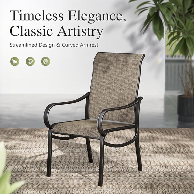 Sophia & William Patio Dining Chairs Set of 4 Outdoor Chairs High Back Textilene for Lawn Garden Backyard Poolside Weather Resistant