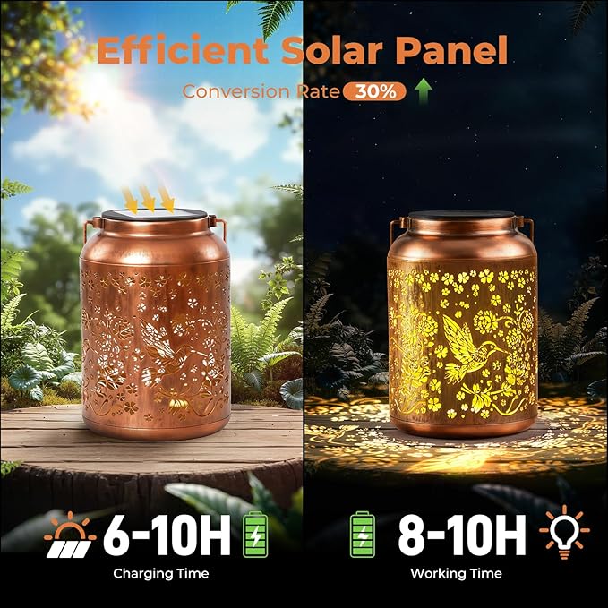 Christmas Gifts Hummingbird Solar Lanterns Outdoor Waterproof - Birthday Gifts for Women, Grandma - Hanging Solar Lights Decoration for Garden, Patio, Yard - Decor Solar Lantern for Outside, Porch