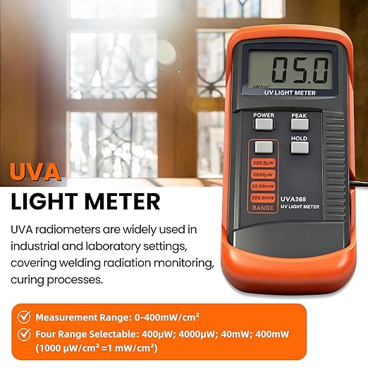AMTAST UV Light Meter Professional UV Monitors Measurable of UVA Light Measure Tester with 320~390nm Range Portable UV Sunlight Tester (Model UVA365)