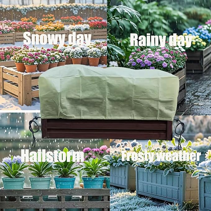 EJW Planter Cover, Plant Covers Freeze Protection,4 Pack 39.3"*17.7"*15.7" Planter Covers for Winter, Frost Cloths for Outdoor Plants, Raised Bed Covers for Winter.