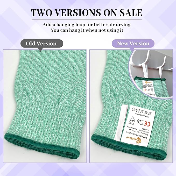 Evridwear Cut Resistant Gloves Food Grade Level 5 Kitchen Safety Protection (Large, Green)