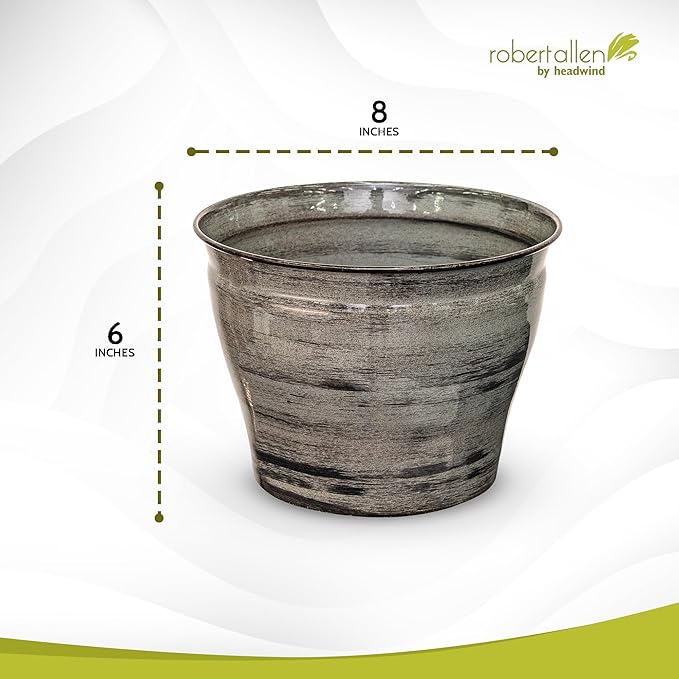 Headwind Glazed Ironstone Vanhorne Collection – 8" Luna Brown Decorative Plant Pot – Lightweight & Triple Coated w/Drainage Flower Pots for Indoor Plants & Outdoor Planter Use by Robert Allen