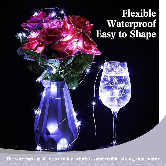 Tuanse 150 Pack LED Fairy Lights Colored Battery Operated String 3 Speed Modes 7 ft 20 LED Starry Wedding Decoration Waterproof Wire Twinkle Light for DIY Jar Bedroom Party Supplies (Cool White)