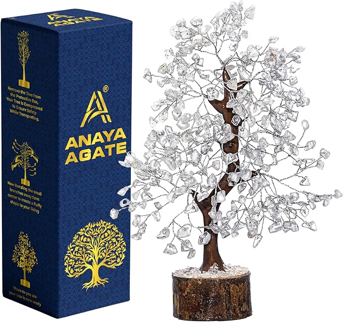 ANAYA AGATE Clear Quartz Crystal Trees for Home Decor, Office Desk Decoration, Chakra Healing Crystals and Stone for Positive Energy, Money, Good Luck, Tree of Life Spiritual for Women and Mom