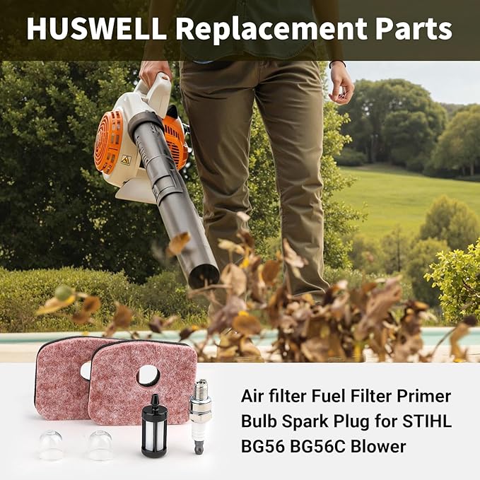BG56 Air Filter Tune Up Kit for Stihl BG56C SH56 SH56C Leaf Blower Parts with Fuel Filter Spark Plug Prime Bulb