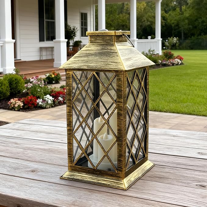 Solar Lantern Outdoor,Garden Hanging Lantern- PVC Waterproof 3 LED Flickering Flameless Candle Decorative Lights for Table,Outdoor,Party(1 Pack)