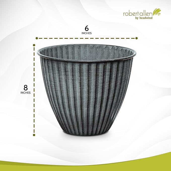 Headwind Monroe Natural Ironstone Collection - 8 Inch Sage Green Plant Pot – for Succulent Pots, Flower Pot, Planters for Indoor Plants & Outdoor Planter Pots for Plants by Robert Allen