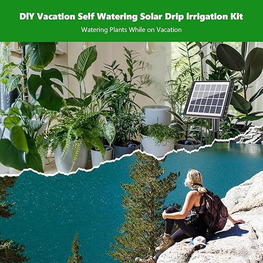 82FT Solar Drip Irrigation System, Auto Watering Kit for 20-30 Pots, Solar-Powered Plant Watering, 25 Timer Modes, 900ml/min Flow Indoor/Outdoor Garden, Balcony & Patio Irrigation System