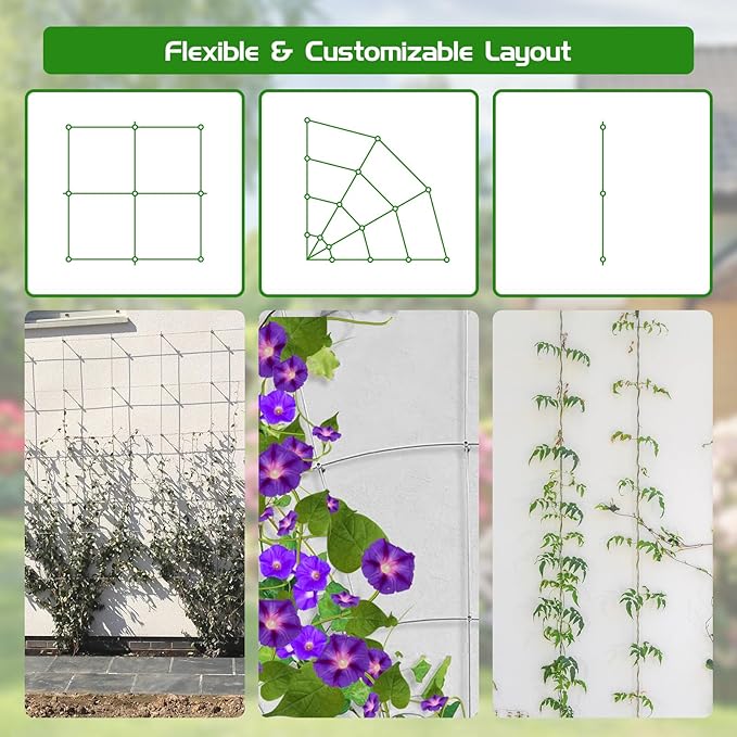 PLANTOP Wire Trellis for Climbing Plants Outdoor, 20 Set Wall Trellis Kit with 1/8" x 164ft Stainless Steel Cable, T316 Cylindrical Espalier System Cable Trellis Kit for Green Wall Fence DIY Projects